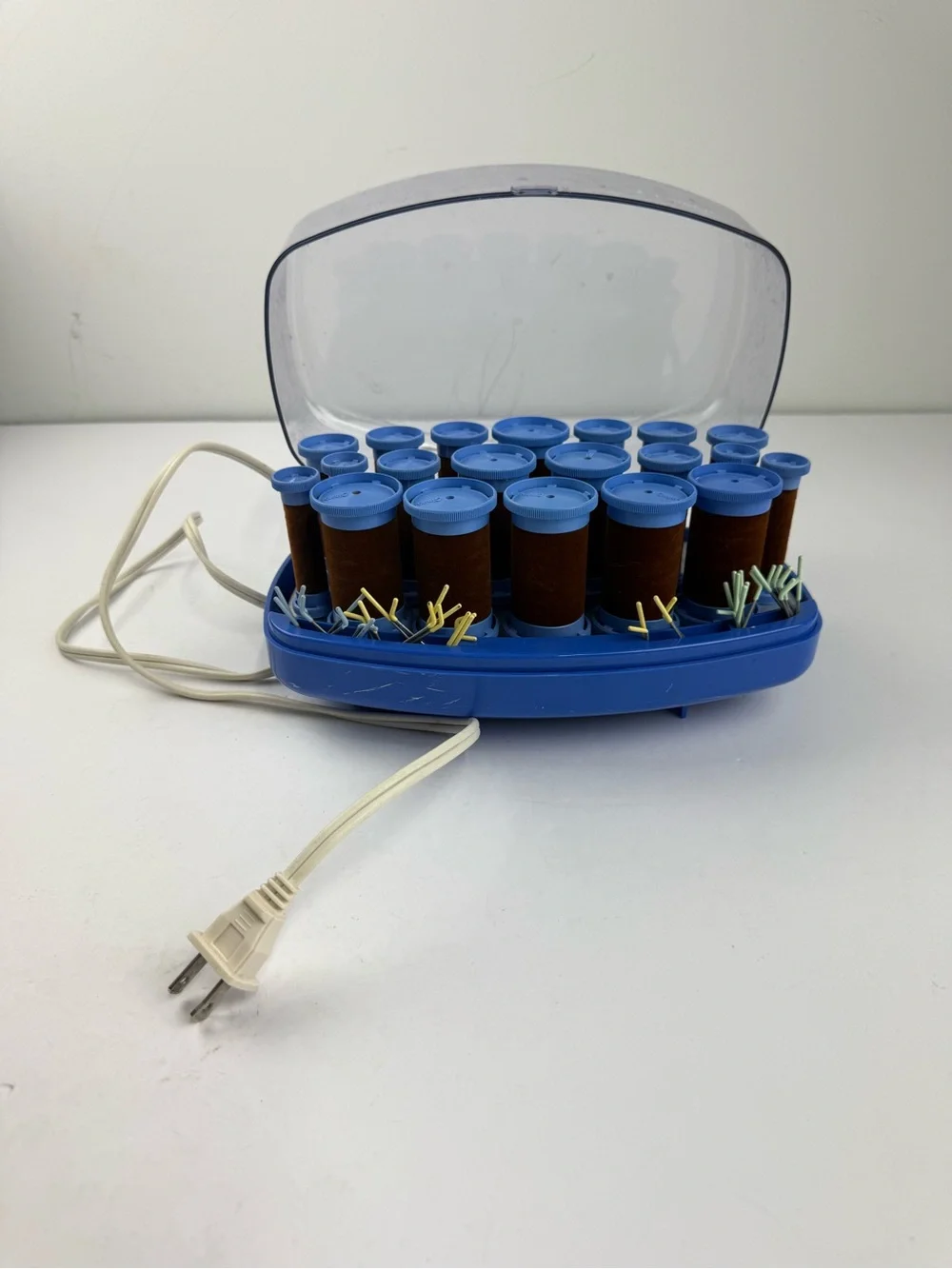 VTG Clairol Swing Setter VH-20 20 Velvet Flocked Hot Rollers, Clips Pageant